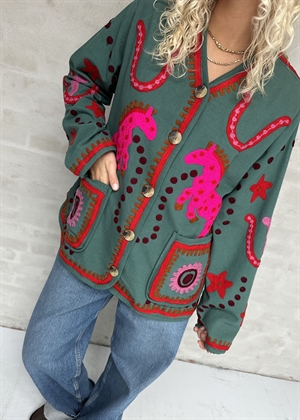 Maggie jakke Green Suzani Embroidery Sissel Edelbo 